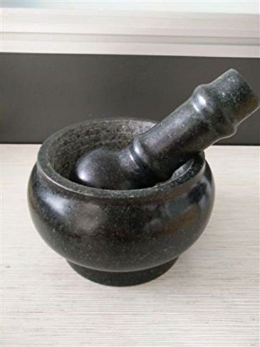 Mortar & Pestle 12cm Dia 14cm Hight pestle 15x6.4cm long Natural cut Granite Guaranteed Quality