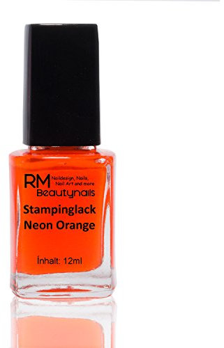 Stampinglack Neon Orange Stempellack Nail Stamping Nageldesign RM Beautynails 1er Pack (1x 12ml)