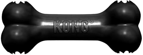 KONG Extreme Goodie Bone, For Medium Dogs, Black | Most Durable Natural Black Rubber Bone with Patented Goodie Gripper, Stuffable for Treats, for Power Chewers