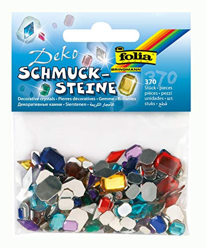 folia 1246 - Sparkling diamonds, 370 Stück, Größen und Farben sortiert - ideal zum Verzieren von Grußkarten, Scrapbooking und anderen Bastelarbeiten