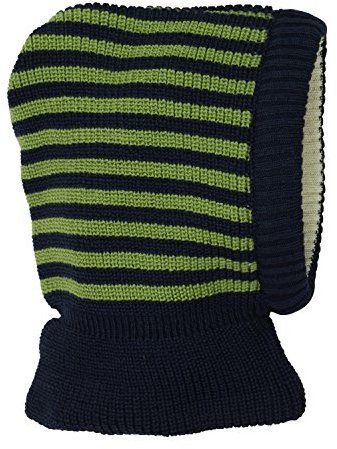 Reläx Schlupfmütze Ringel aus Merino-Schurwolle, Bio-Baumwolle (46-48, Marine/Apfel Geringelt)
