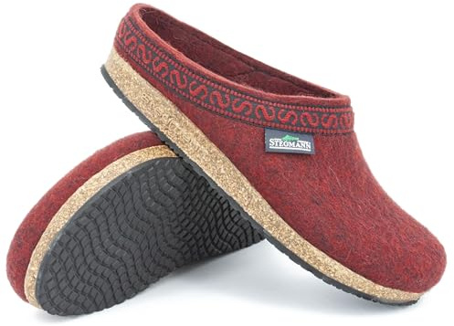 Stegmann 108 Filz-Clogs für Damen & Herren - Pantoffel mit Kork Sohle - Made in Tirol Firebrick, 42