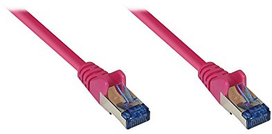 Good Connections Cat.6A Ethernet LAN Patchkabel mit Rastnasenschutz RNS, S/FTP, PiMF, halogenfrei, 500MHz, OFC, 10-Gigabit-fähig (10/100/1000/10000-Base-T Ethernet Netzwerke) - z.B. für Patchpanel, Switch, Router, Modem - magenta, 15m