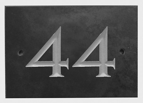 The House Nameplate Company Numéro de Rue en Ardoise Noir Number 44 Gris Anthracite foncé/Gris Ardoise
