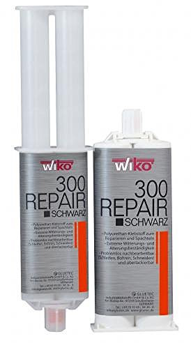 2K PUR Industriekleber Kunststoffkleber Kunststoffreparatur GFK Klebstoff SCHWARZ 50 ml inkl. 2 Mixtüllen für Karosserie- und Fahrzeugbau