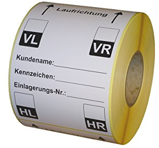 Reifenetiketten für Einlagerung auf Rolle - EXTRA STARK haftend - 100 x 150 mm - 200 Stück - Variante C