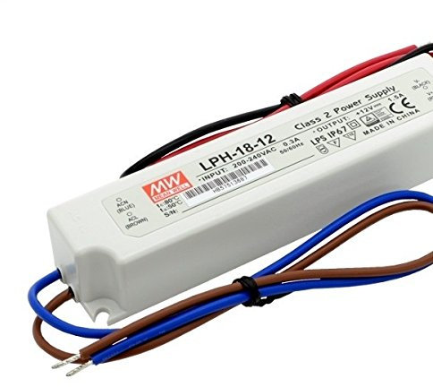 KingLed-Unité d'alimentation électrique Mean Well étanche 18 W 12 V, courant continu, LPH-18-12, IP67, transformateur, 220 V, AC vers DC, compatible avec 12 V, modèle 1574 LED Strip