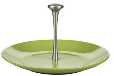 Kaleidos Classico Piatto Formaggio con Manico 31 cm, Ceramica Forte, Alluminio, Verde, 31x31x16.5 cm