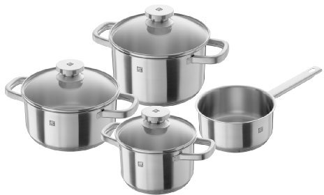 ZWILLING Joy Kochtopf-Set, 4-teilig, 3 Deckel, Induktionsgeeignet, Edelstahl
