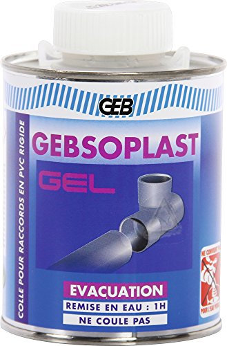 GEB Colle GEBSOPLAST Gel pression & évacuation pour l'assemblage d'éléments de canalisation en PVC-U rigide. Prise rapide - Pot 500ml
