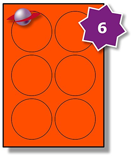 Label Planet® 6 Per Sheet, 5 Sheets (30 Large Round Tomato RED Labels), Circular Coloured Stickers for Laser/Inkjet Printers on Blank A4 Matt Paper, UK LP6/85RC, 85MM Diameter Circles.