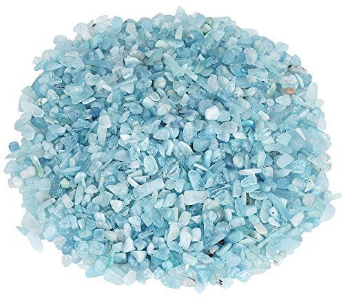 Shanxing 1lb/460g Aquamarine Crystal Tumbled Chips Stones Bulk, Decorative Crushed Stones Tumblestone Reiki Healing Small Blue Crystals for Vase Fish Tank Aquarium Resin Crafts Plant Pot Home Decor