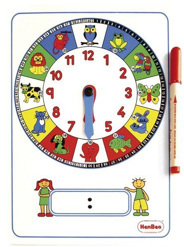EDUPLAY 120-129 Lernuhr manuell inkl. wasserlöslichem Filzschreiber, Mehrfarbig (1 Stück)