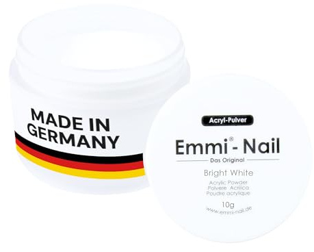 Emmi-Nail Acryl Pulver Bright White 10g – hochwertiges Acrylpuder für Naturnagelverstärkung, Nagelverlängerung mit Schablonen oder Tips – Stabil, leicht zu modellieren, geruchsarm