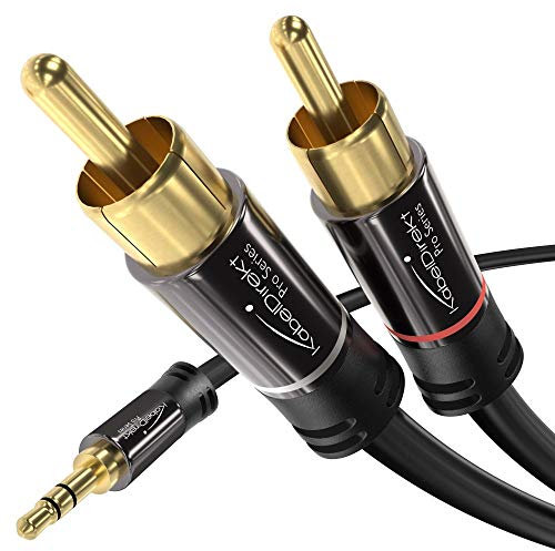 KabelDirekt – Cinch auf Klinke 3,5-Adapterkabel – 2 m – vielseitiges Plug-and-Play Audiokabel (Aux/3,5 mm auf 2x Cinch/RCA zum Anschluss an Smartphone, Tablet, Heimkino, Soundbar, TV, Notebook, MP3)