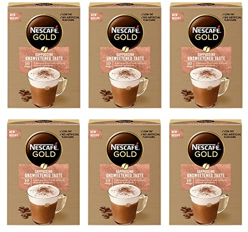NESCAFÉ GOLD Cappuccino Unsweetened Coffee, 8 Sachets, (Pack of 6, Total 48 Sachets)