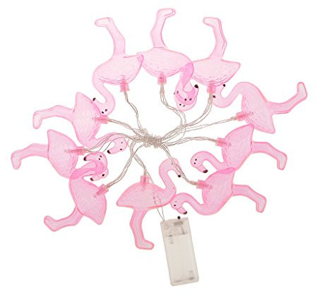Générique Guirlande Lumineuse LED Flamingo Chaîne Long 1.65M avec 10 Flamants Roses Lumière Fée à Piles