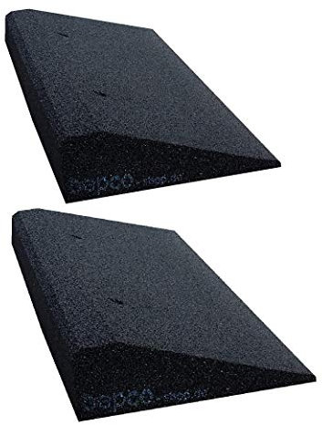 bepco Bordsteinkanten-Rampe-Set (2 Stück) LxBxH: 50 x 25 x 8 cm aus Gummi (schwarz) Auffahrrampe,Türschwellenrampe, mit eingelagerten Unterlegscheiben zur Befestigung