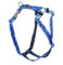 Feltmann Premium Hundegeschirr mit Alu-Max®-Metall-Steckschlössern, Soft-Nylonband blau, Schwarze Pfötchen 70-90 cm, 25 mm