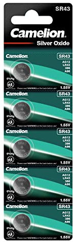 5 ST. CAMELION SR43 / G12 / 386 / SILBER-OXID KNOPFZELLEN, 1,55V 0% QUECKSILBER 14055043 5BP
