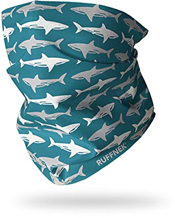 Ruffnek Shark Pattern Multifunctional Neck Gaiter Snood Tube Scarf | Lightweight, Breathable, Stretchy, Seamless For Men Women Children, One Size, Sailing, Fishing, Surfing, Beach