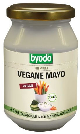Byodo Bio Vegane Mayo, Cremiger Genuss mit Feinem Sonnenblumenöl, Nur 50% Fett, Ideal für Veggie-Burger & Pommes, Vegan & Vegetarisch, 250 ml Glas