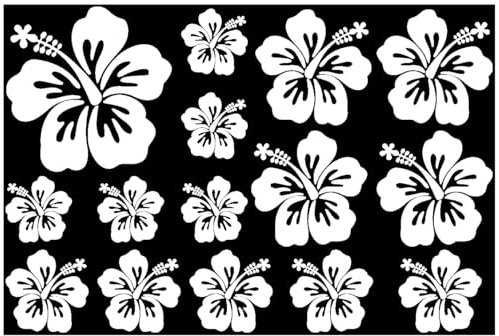 Samunshi® Hibiskus Aufkleber Creativ-Set Hibiskusblüten 30x20cm weiß