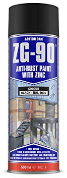 (PACK OF 4) 500ml ZG-90 BLACK RAL9005 Anti Rust Zinc Galve Metal Paint