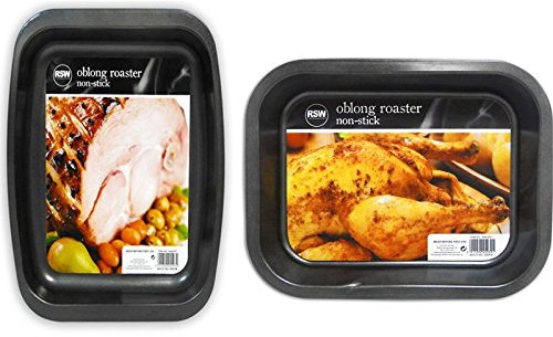 BS 2 x Non Stick Oven Baking Roasting Roaster Tin Tray Pan
