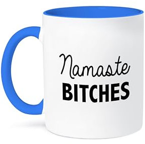 3dRose Namaste Bitches Becher, Nicht zutreffend, blau, 11 oz