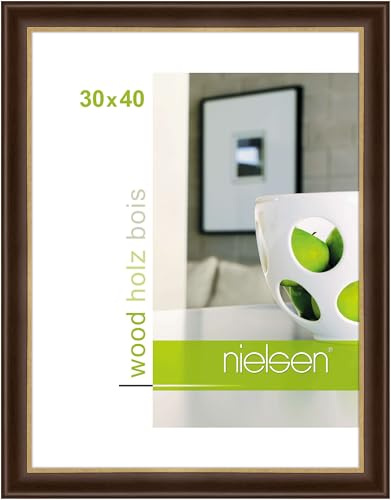 nielsen Holz Bilderrahmen Derby, 30 x 40 cm, Dunkelbraun | Holz Fotorahmen im Hoch- & Querformat zum Aufhängen Dunkelbraun matt Echtglas