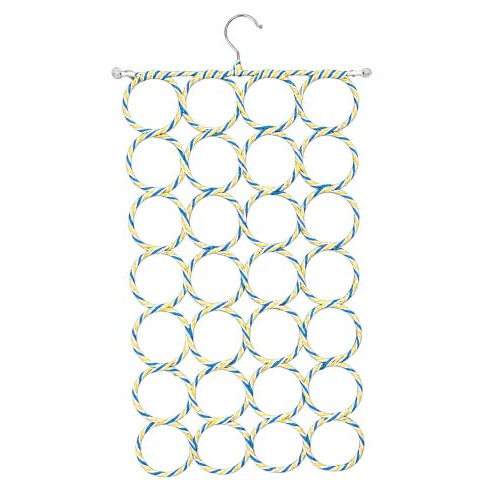 SystemsEleven Complement Shawls Hanger Belt Scarves Tie Rings Wardrobe Organizer Hooks Scarf Hangers Space Savers Foldable Scarfs Hanger with 28 Ring