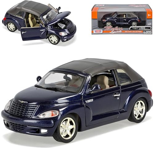 Motormax Chrysler PT-Cruiser Cabrio Blau 2000-2010 1/24 Modell Auto mit individiuellem Wunschkennzeichen