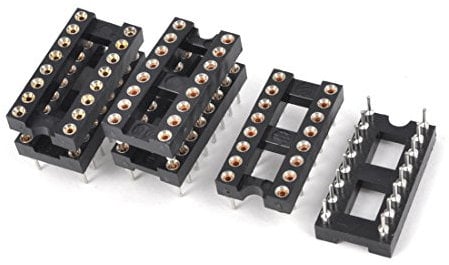 sourcing map 6 Stück DIP IC Sockel Adapter Lötzinn 2.54mm Pitch 16 Runde Stifte zweireihig