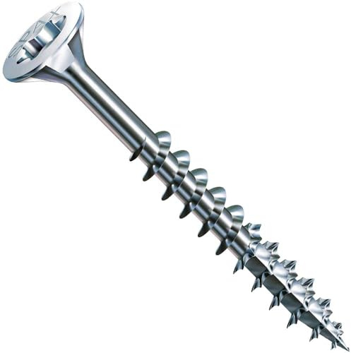 Spax 4CUT 1197000350163 Universal Screw, Countersunk T-Star Plus Fully Threaded, Stainless Steel Rust-Free A2, 1.4567, 1197000300253
