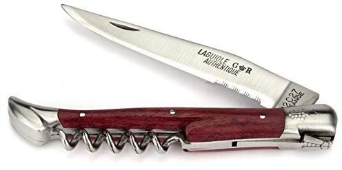 Thiers-Issard Laguiole Wein Taschenmesser BACCHUS 13 cm - Griffschalen Amaranth - Korkenzieher - Messer Klinge 11 cm 12C27 Sandvik Stahl