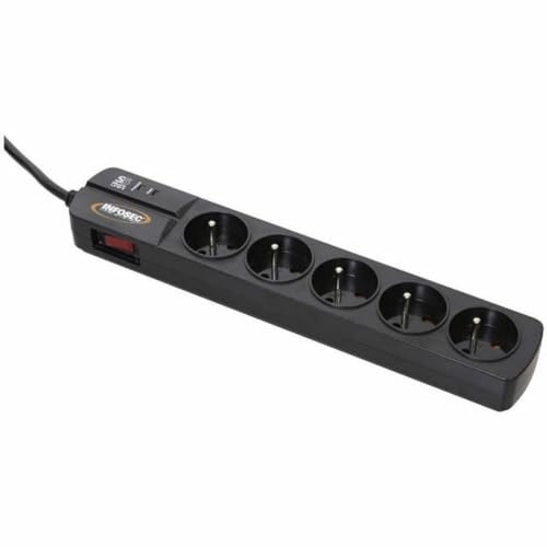 Infosec S5 Black Line II Multiprise parafoudre avec 5 Prises française Noir
