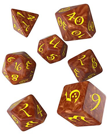 Q-Workshop QWOCLE77 - Brettspiel Classic RPG Dice, caramel/gelb