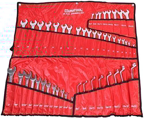 DURATOOL D03083 Metric and Imperial Spanner Set in a Nylon Pouch - 48 Piece New