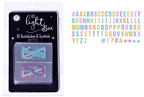 Cepewa Ergänzungsset Pastel Buchstaben - 85 Buchstaben und Symbole für LED Lightbox A4 & A5, Kunststoff, Mehrfarbig