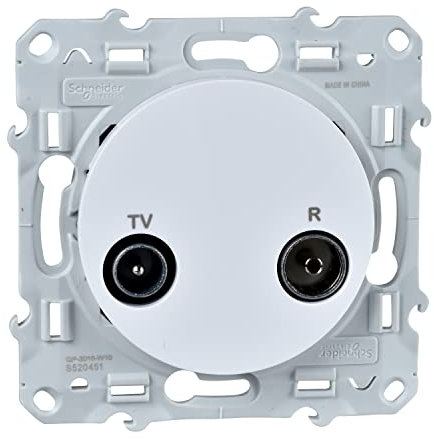 Odace, prise TV/FM Blanc, individuelle, à vis