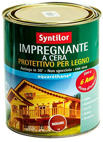 Syntilor IMPREGNANTE Legno Cera Acqua Tenuta Estrema 6 Anni 0,5 L CILIEGIO Selvatico