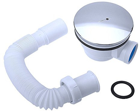 Durovin Bathrooms Chrome Shower Waste Trap with Extendable Flexible Pipe 90mm Fiiting