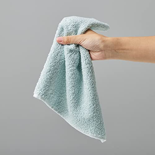Amazon Basics – Gesichtshandtücher für Badezimmer, 100 % Baumwolle, besonders saugfähiger Waschlappen, schnelltrocknend, Handtücher für Beautysalon, 30 x 30 cm, Eisblau, 24er-Pack