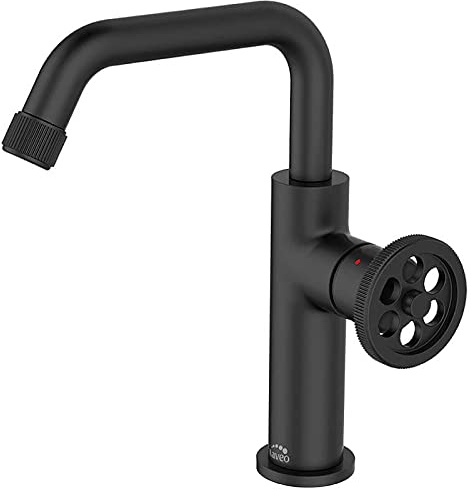 Standing Basin Tap 'L' Type Spout Industrial Black Finished Brass Retro Style