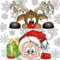 Fensterbilder neugieriger Weihnachtsmann und Rudolph, das Rentier - mit 28 Schneeflocken – fantastische Weihnachtsdekoration