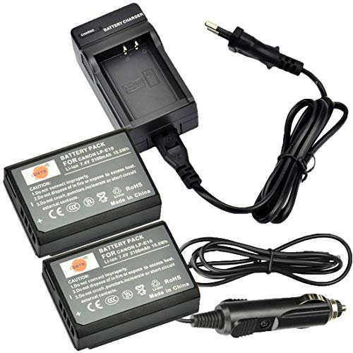 DSTE 2-Pack Rechange Batterie et DC117E Voyage Chargeur Compatible pour Canon LP-E10 EOS 1100D EOS 1200D EOS Kiss X50 EOS Kiss X70 EOS Kiss X80 EOS Rebel T3 EOS Rebel T5