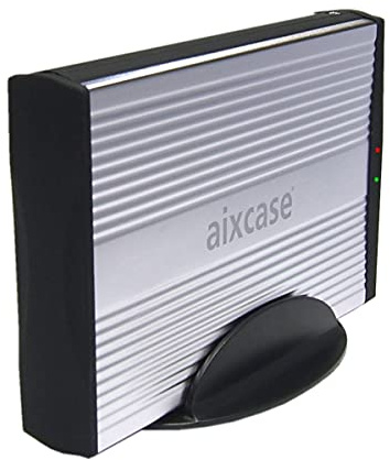 aixcase AIX-BSUB3A1-S USB 2.0 Aluminium-Gehäuse für 3.5 SATA Festplatten mit OTB-Funktion Silber