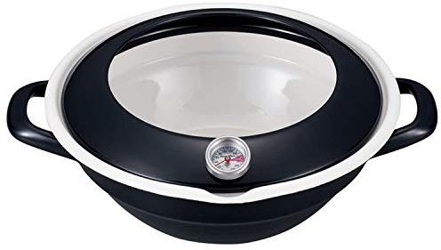 Fuji enamel tempura pot 24cm (2.8L) with thermometer TP-24 ?BK by Fuji enamel
