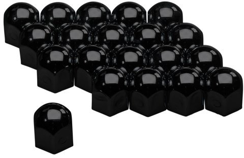 AUTO-STYLE Satz universelle Radmutterkappen - Schwarz Stahl - 17mm - Satz à 20 Stück